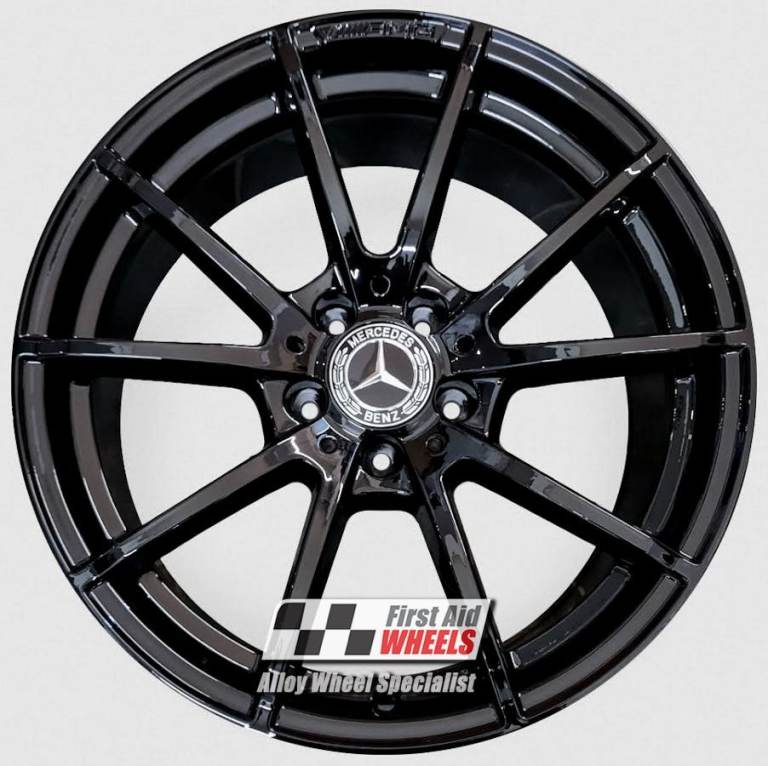 R535BG Swap MERCEDES C CLASS S205 C63 4x 18'' GENUINE AMG GLOSS BLACK ALLOY WHEELS