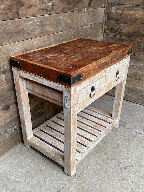 Rustic butchers table