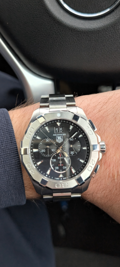 TAG Heuer Aquaracer Chronograph Watch - Black Dial, Good Condition