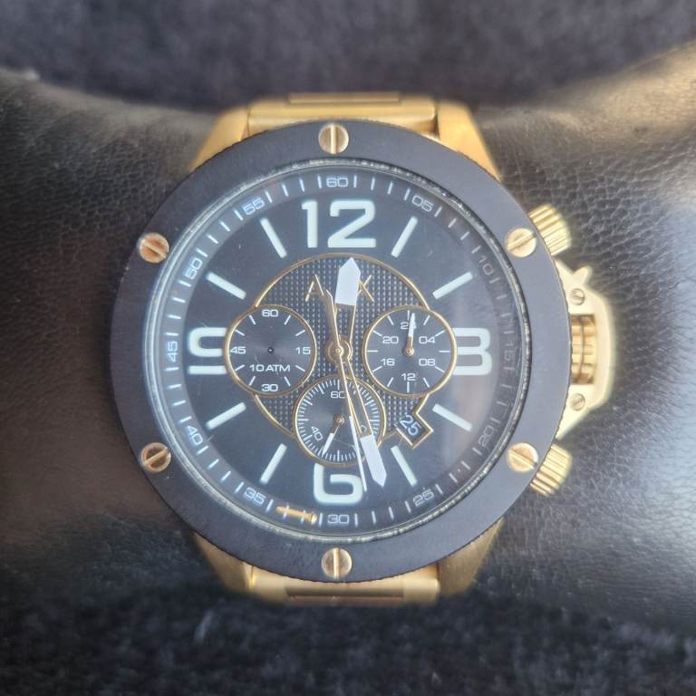 Armani Exchange AX1511 Gold Black Chronograph Watch Working