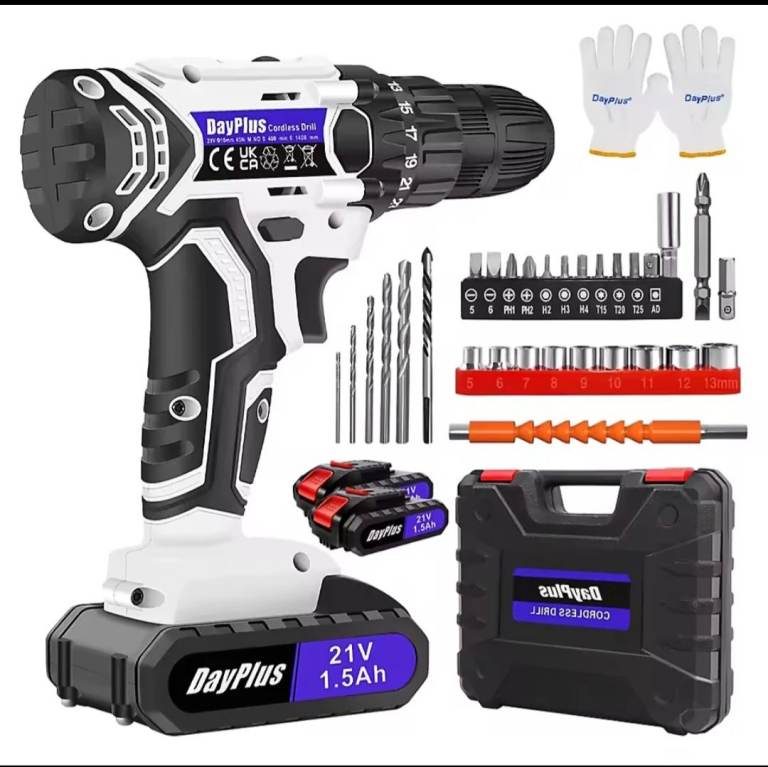  21V Cordless Drill Set with Accessories - NEW