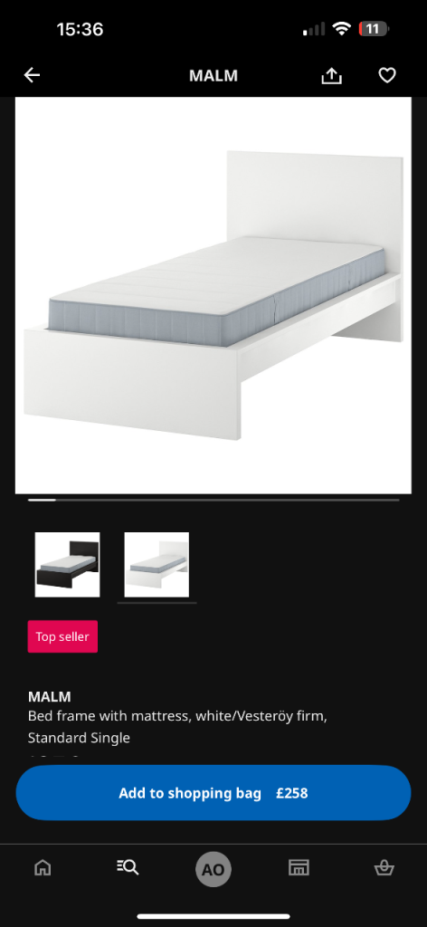 Single Bed and mattress 