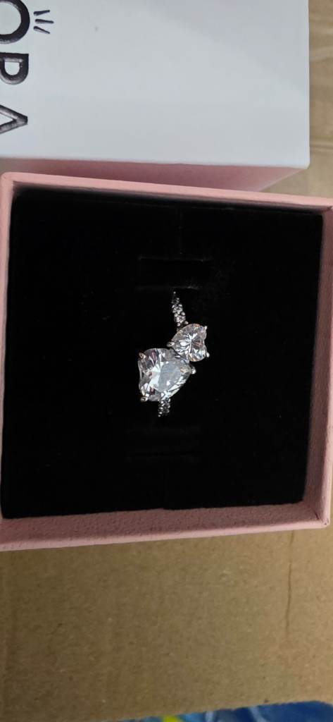 Pandora Sparkling Double Heart Ring Size 52