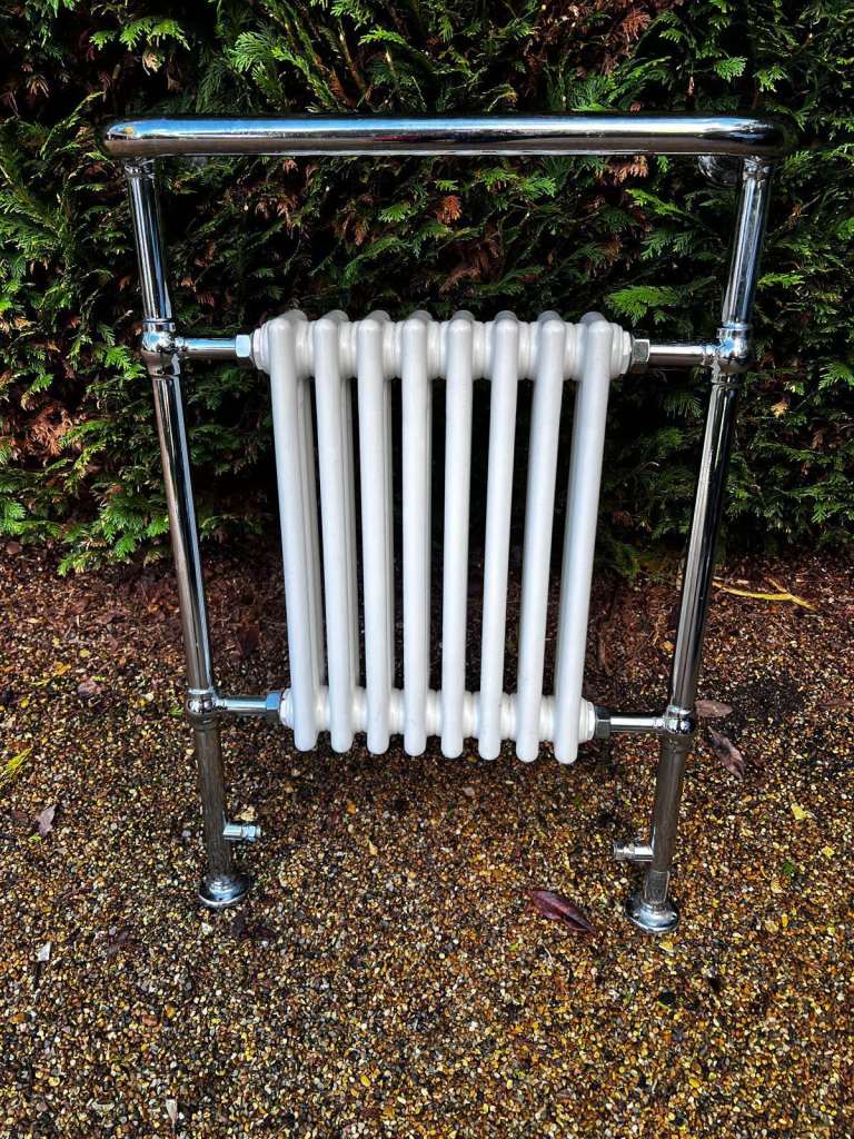 Chrome and White Traditional Heated Towel Rail Radiator