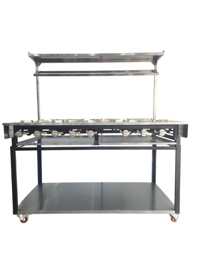 Commercial Heavy Flame 8 burners Indian Cooker Width 150 Cm & 65 kw