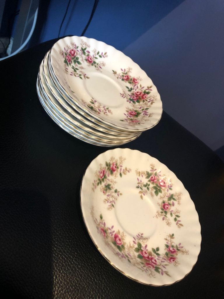 image for 8 x Royal Albert Lavender Rose Bone China Saucers Used but still in good condition - no chips, etc