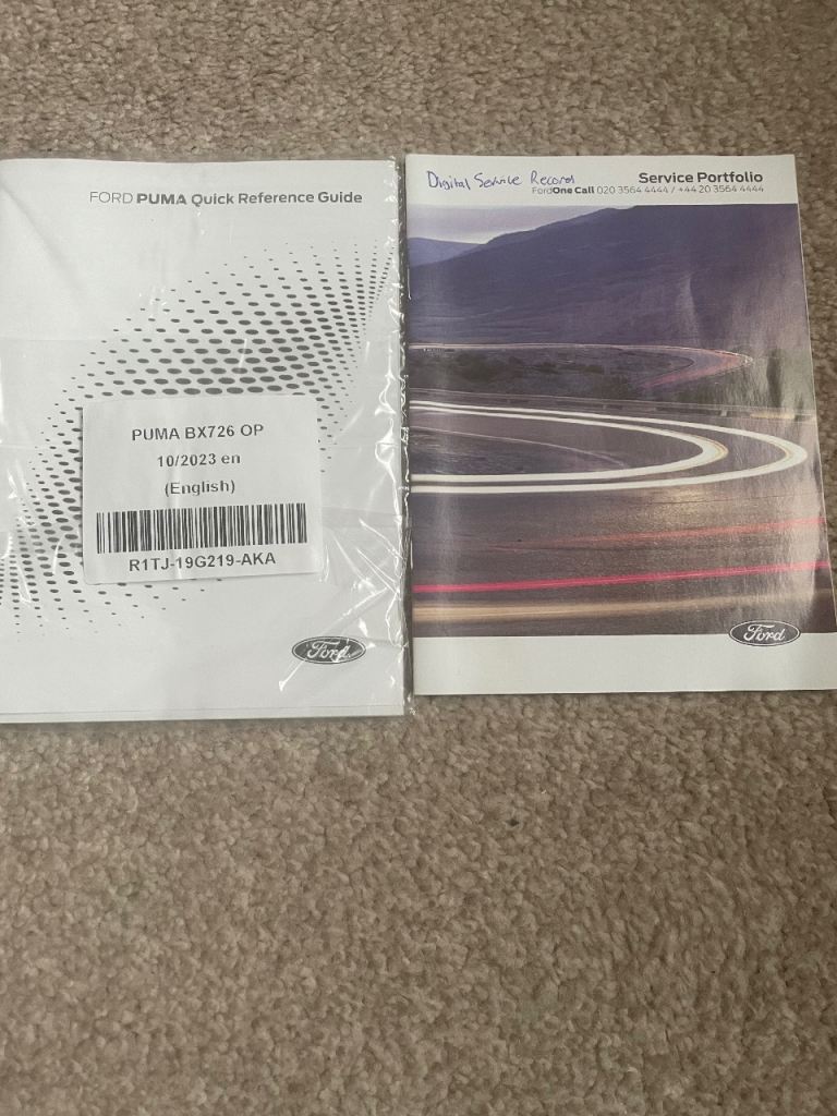 Ford Puma Quick Reference Guide & Service Portfolio - New
