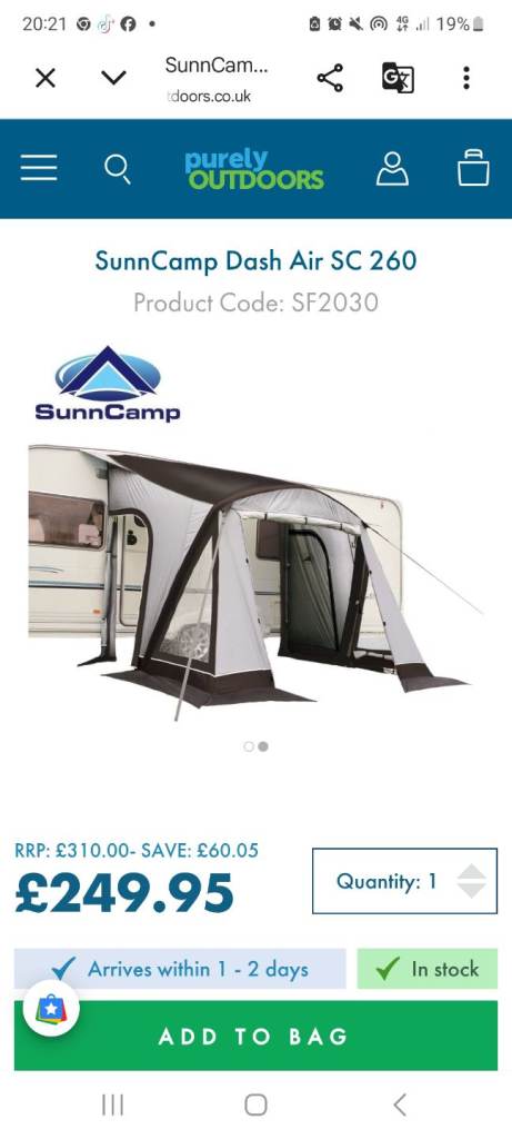 Sun camp caravan awning