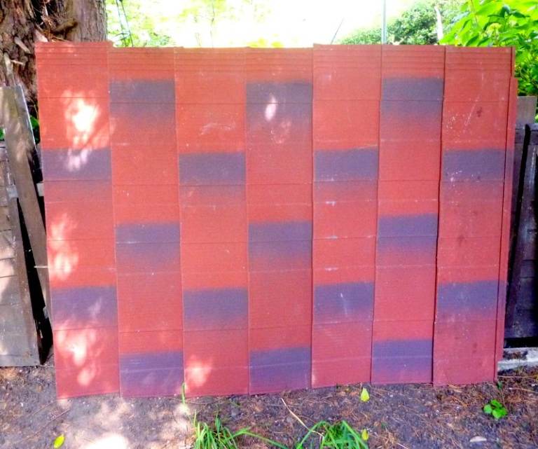 7 x METROTILE ROOF SHINGLE TILE SHEETS.  ANTIQUE RED.
