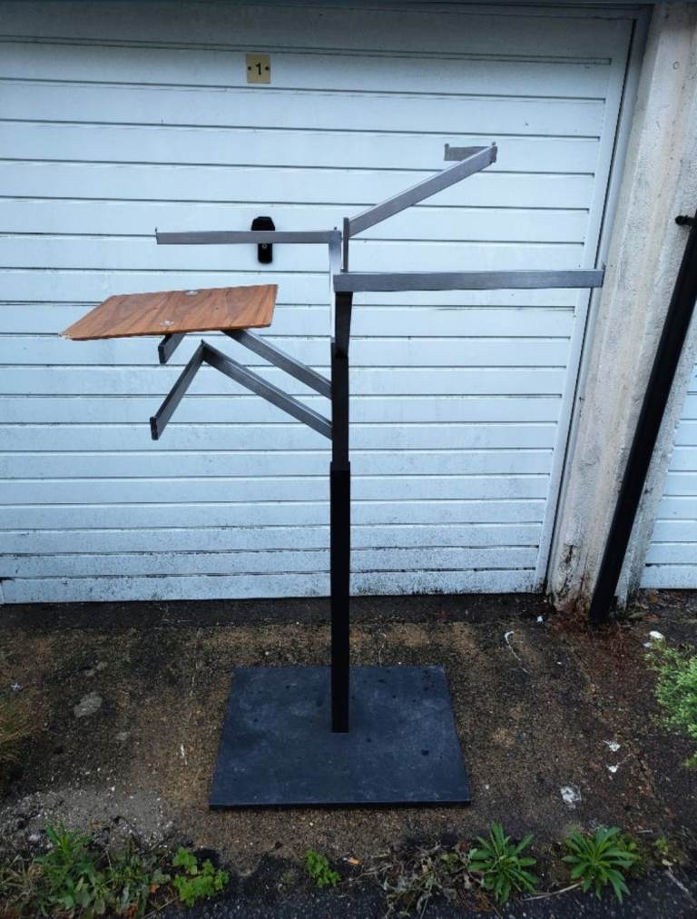 Very Large multiarm shop retail display clothes rail gondola with Wood Shelf