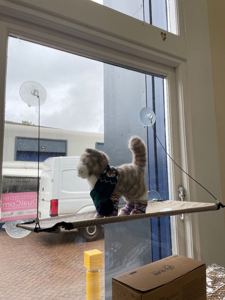 Window-mounted cat bed / hammock with suction cups