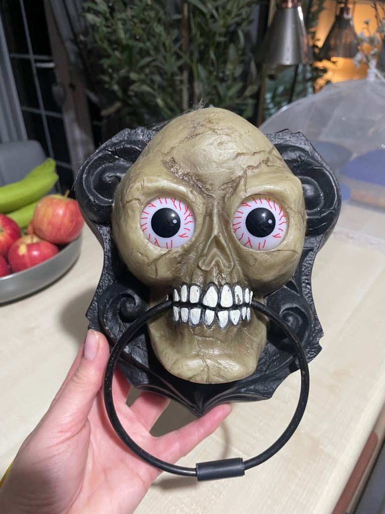 Halloween Animated Skull Door Knocker