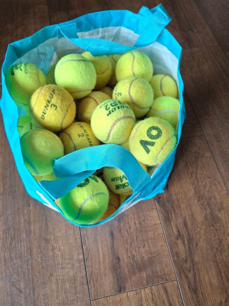 60 quality used tennis balls - great for dog toys 