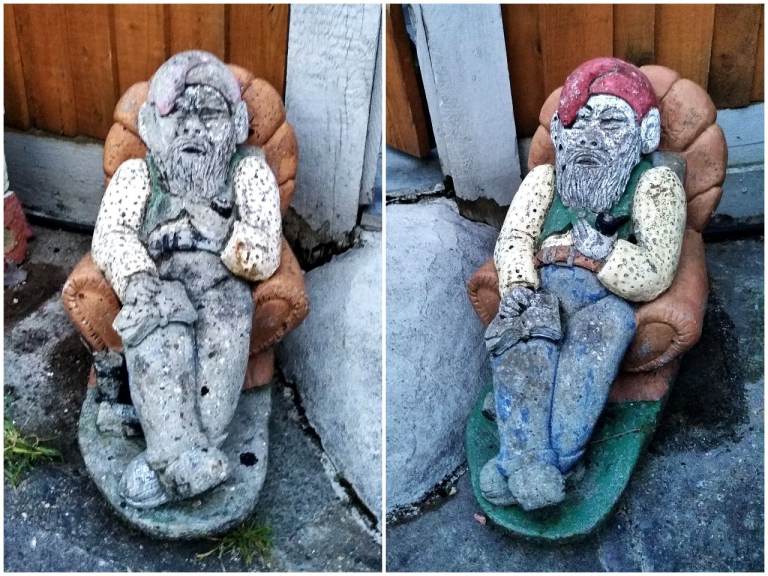 Vintage Collectible Concrete Garden Gnome Statues, Garden Ornaments,  Grandad Sleeping Gnome