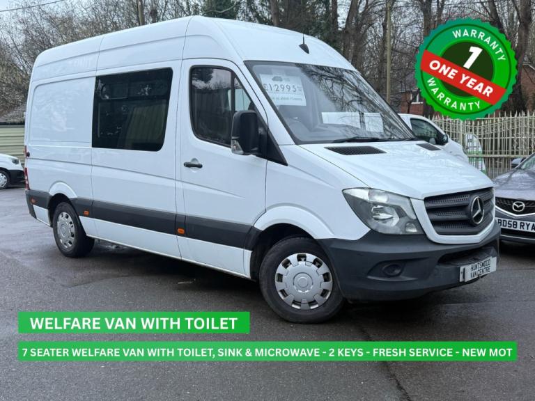 2017 MERCEDES SPRINTER 2.1L DIESEL WHITE MANUAL WELFARE VAN WITH TOILET - 90K 