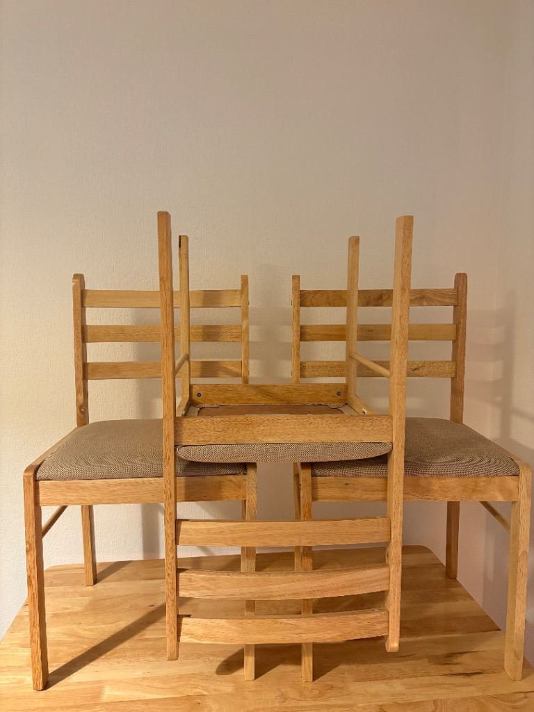Light Wooden Table and Three Chairs 
