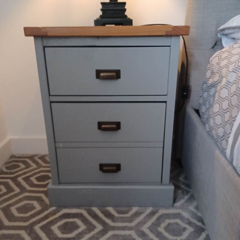image for Grey and wood bedside cabinet