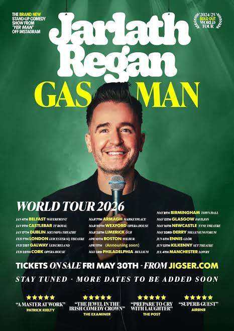 2 tickets for Jarlath Regan - Waterfront Hall Belfast 03/10/2026