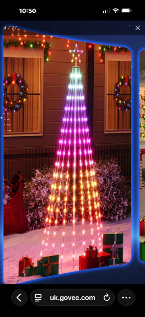New Govee Outdoor RGBIC Christmas Tree String Lights - 6ft