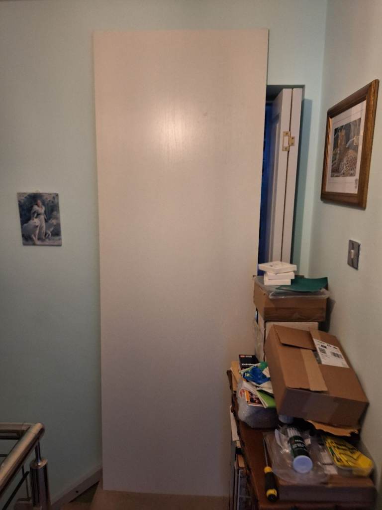 7Ft 3ins x 2ft 6ins x 10mm approx double sided white Melamine Chipboard sheet