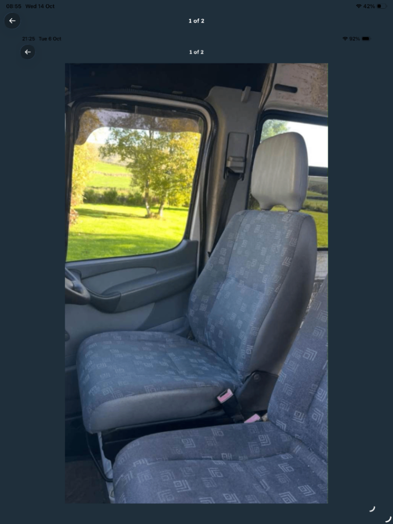 Mercedes Sprinter 2006 Driver Seat,   Great condition,  Good working order,  £80  
