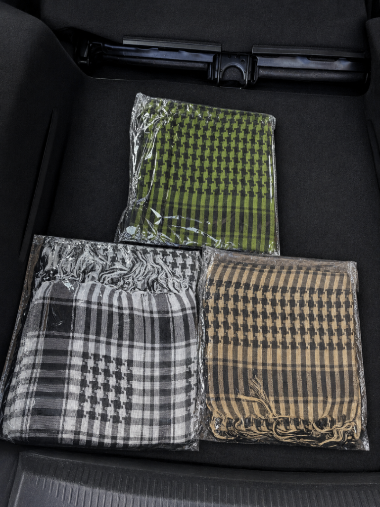 Job Lot Of Packaged Shemagh Scarves/Head Wraps - Black-White, Tan-Black, & Green-Black – 43 In Total