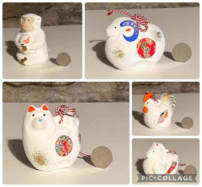 image for Japanese Dorei Clay Bell Charms - Year of the Dog - Sheep - Monkey - Rooster and Horse - £10 each