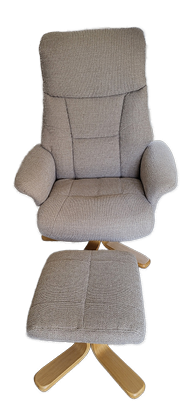 Comfortable Swivel Grey Recliner Armchair with Footstool
