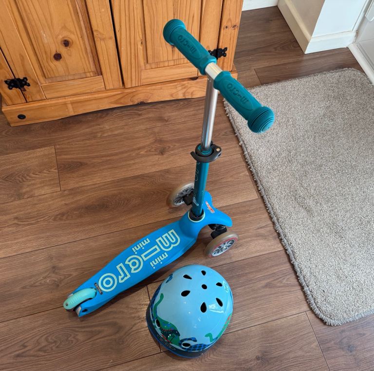 Micro Mini Scooter and Medium Sized Helmet