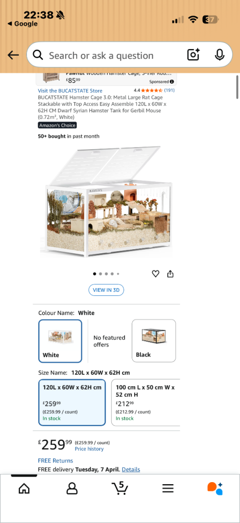 Bucatstate hamster cage
