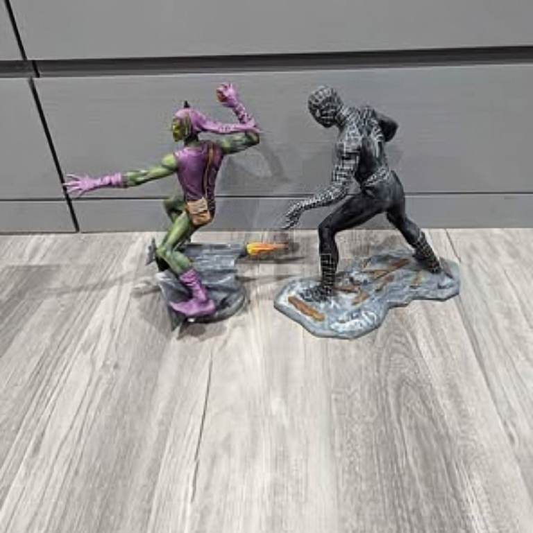 Custom Hand-Painted Green Goblin & Black Spider-Man Figures