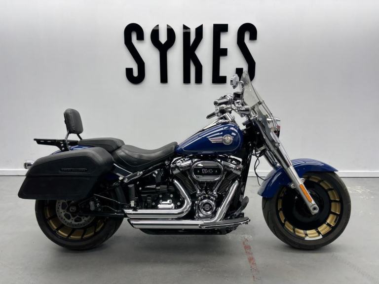 2023 Harley-Davidson FLFB Softail Fat Boy 114 in Blue with Gold wheels