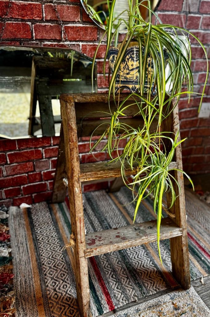 A Vintage Rustic wooden step ladder Display/wedding decor