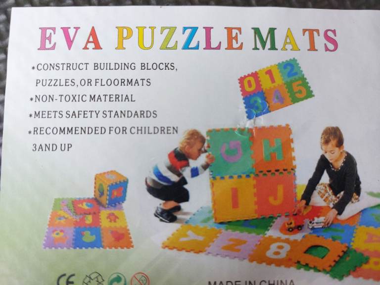New 4 x Dark Grey EVA Puzzle Play Mats - Non-Toxic