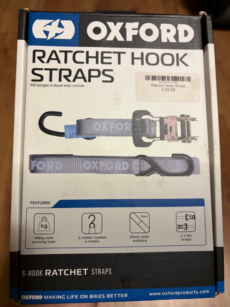 Oxford ratchet hook straps set of 2x5m brand new in box
