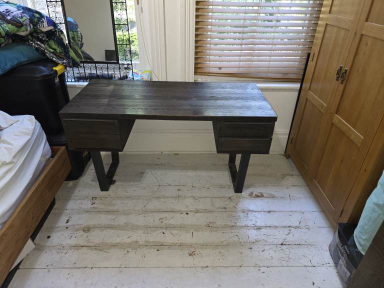John Lewis Calia Full-Size Dark Oak Desk – Three Drawers & Cupboard 