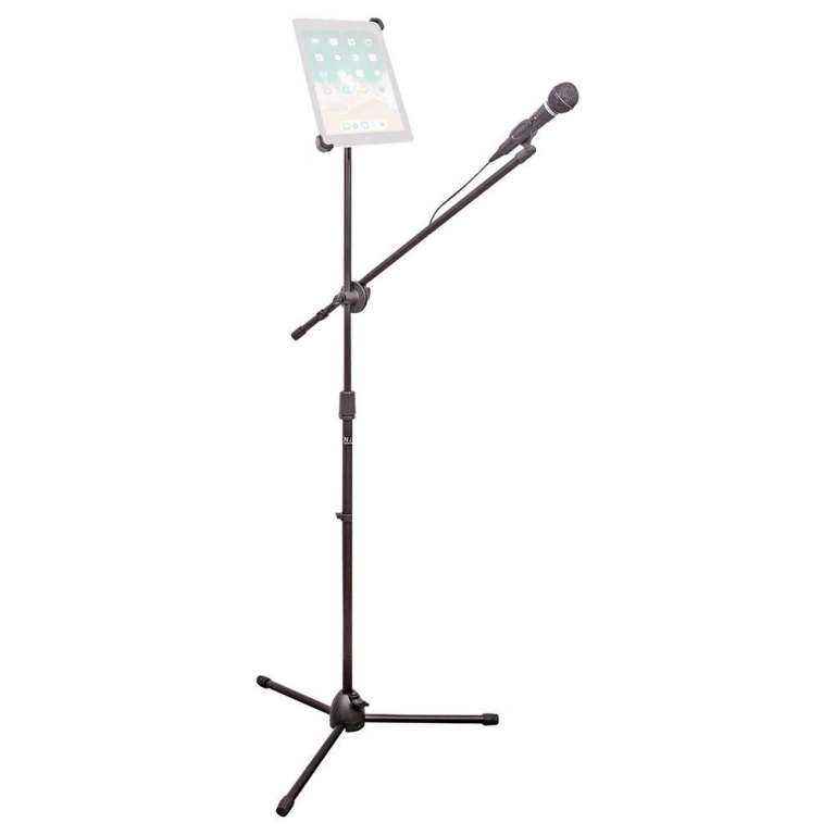 Microphone Stand with Adjustable Boom Arm & Tablet Mount | Karaoke, Busking, DJ, Live Performances