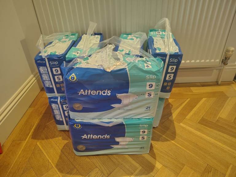 207 Pcs Attends Slip Regular Adults Size S Small Incontinence Nappy nappies Absorption 9 Pads