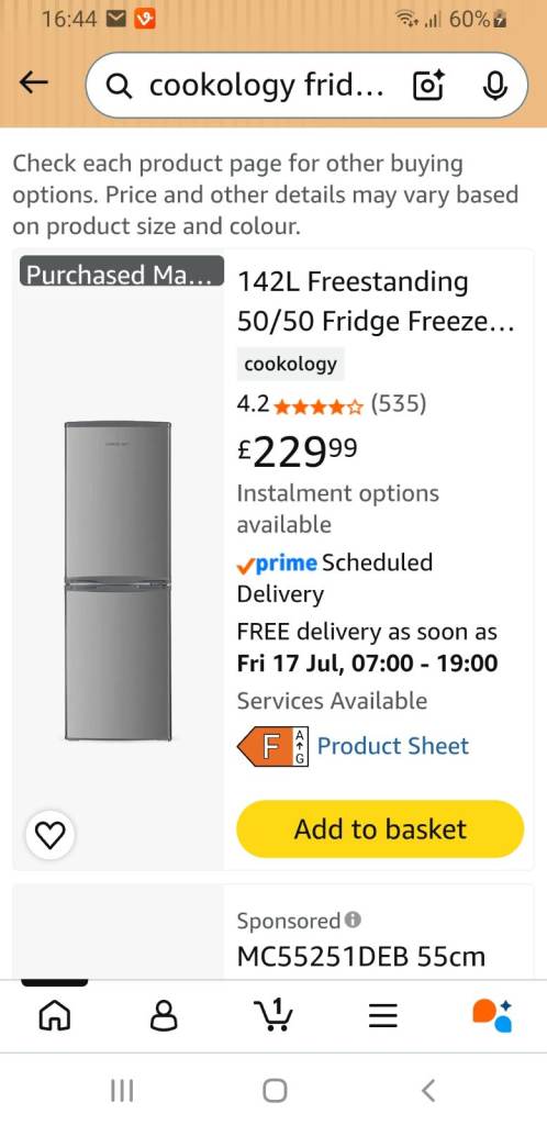 Cookology 142L Freestanding 50/50 Fridge Freezer – Inox Finish
