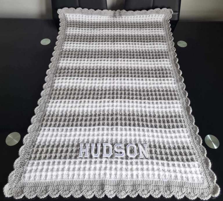 Crochet Baby Blanket, Personalised, Girls and Boys colours available