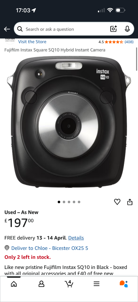 Fujifilm Instax Square SQ10 Hybrid Instant Camera