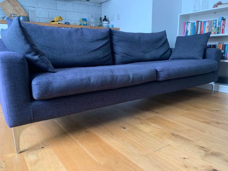 Made 3-Seater Size Sofa - Contemporary Mid-Century Modern - Dark Blue