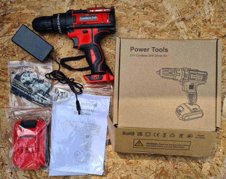 21v Cordless Drill Driver Kit With 1 Battery. New
