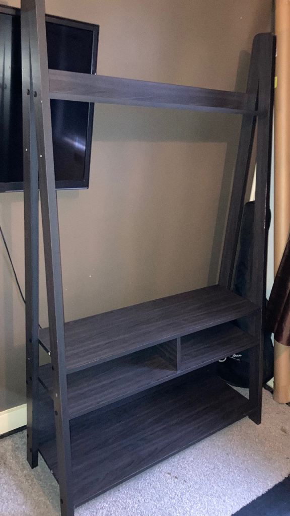image for TV stand unit ladder style dark grey