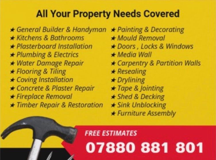 Builder Handyman Kitchen Fitter Plumber Bathroom Fitters & Renovation Tiler Painter And Decorator