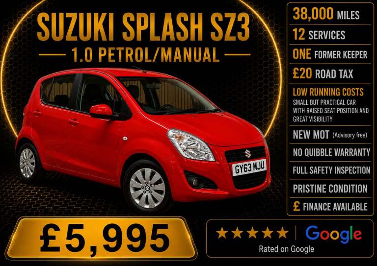 2013 Suzuki Splash 1.0 SZ3 5dr HATCHBACK Petrol Manual
