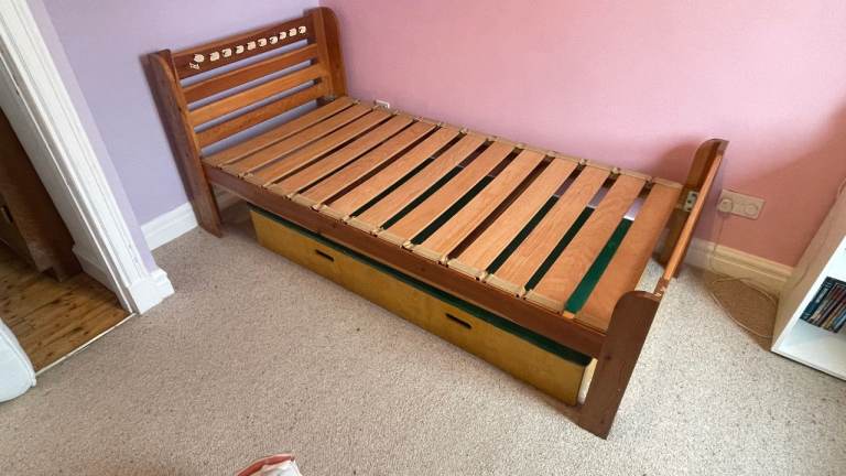 Wooden Single Bed Frame with optional cedar storage drawer