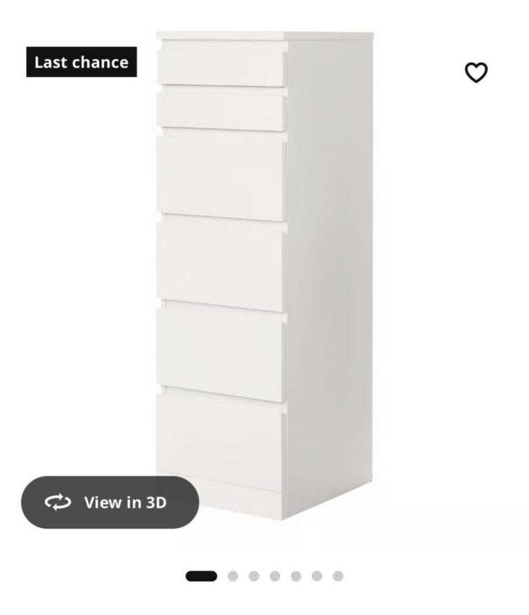 White 6-Drawer Chest of Drawers with inbuilt mirror – As Good As New