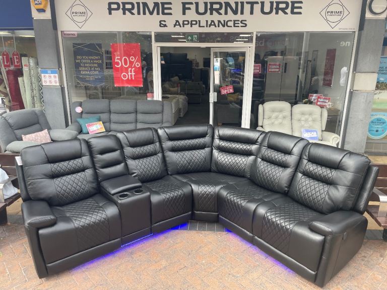 Ex Display Corner Sofa Power Recliner Leather - Can Deliver!