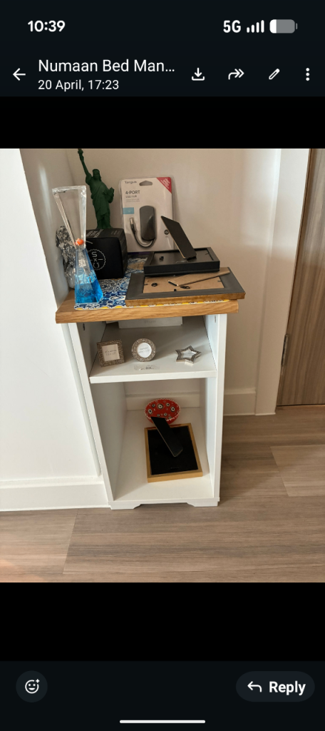 IKEA Bedside Table / Open Shelf Unit - White & Oak Top